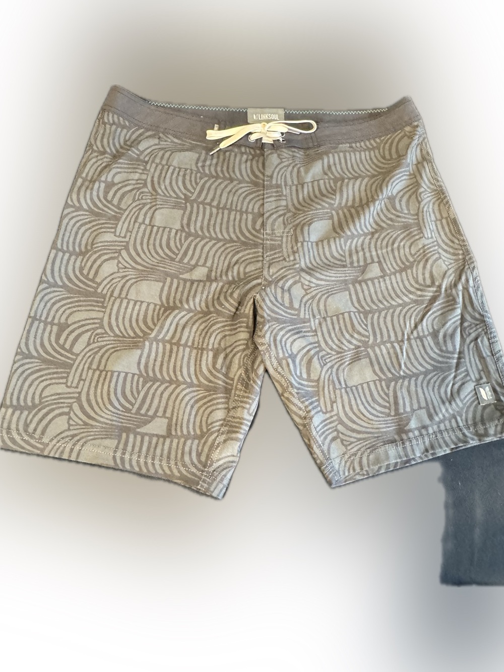 Linksoul Gray Pattern Board Shorts Size 35 Surf Swim trunks